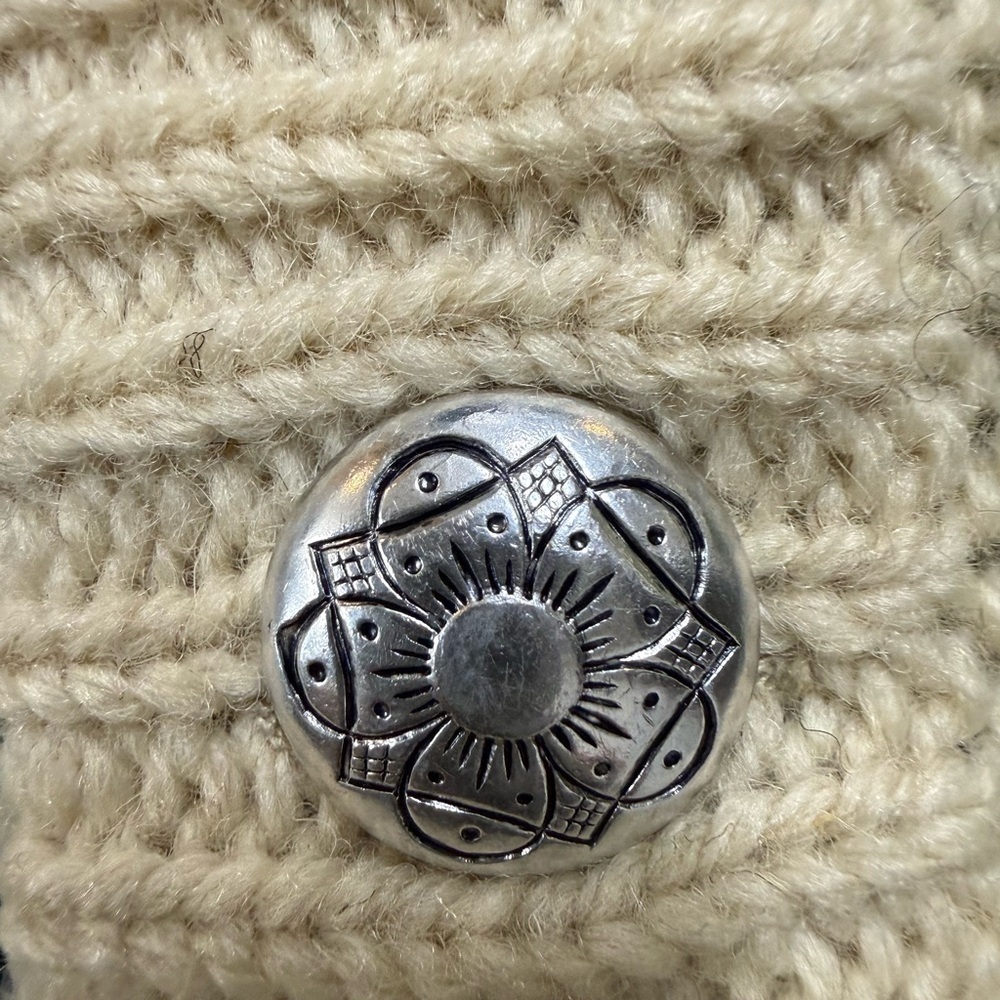 Scance Pure New Wool Size M Button Cardigan Sweater Chowican Geometric pattern. - Picture 5 of 8